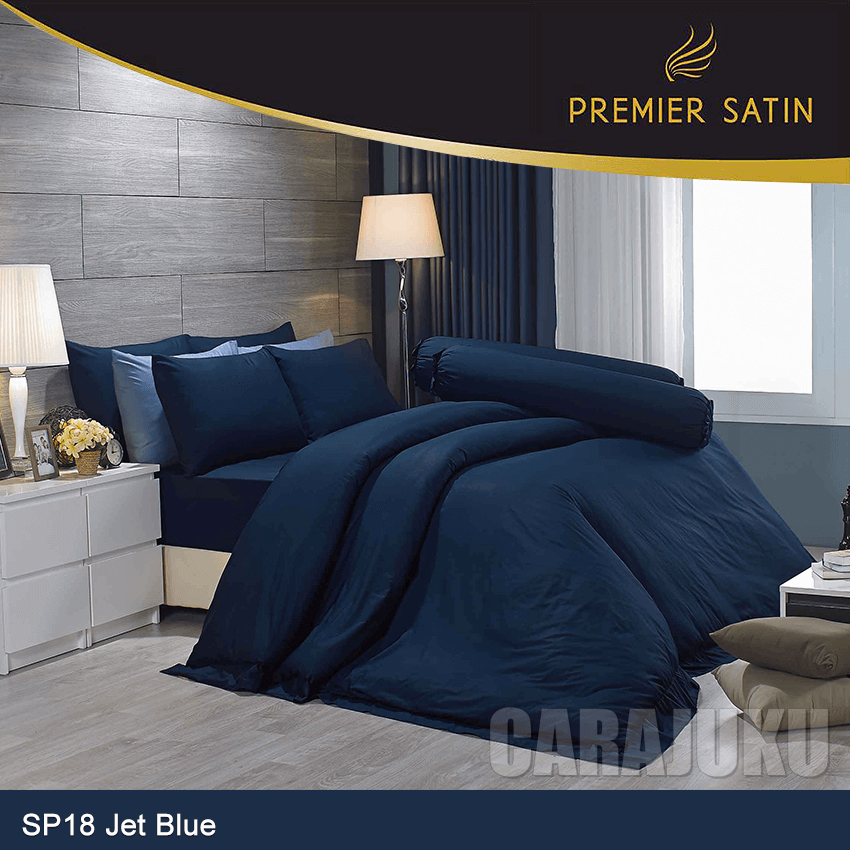 PREMIER SATIN ชุดผ้าปูที่นอน สีน้ำเงินกรมท่า Jet Blue SP18