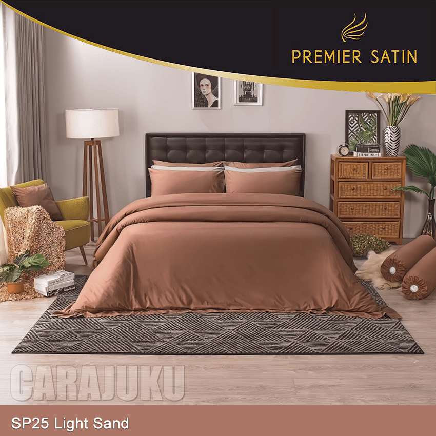 PREMIER SATIN ชุดผ้าปูที่นอน สีน้ำตาลอ่อน Light Sand SP25