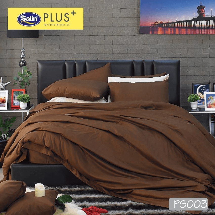 SATIN PLUS ชุดผ้าปูที่นอน สีน้ำตาล BROWN PS003