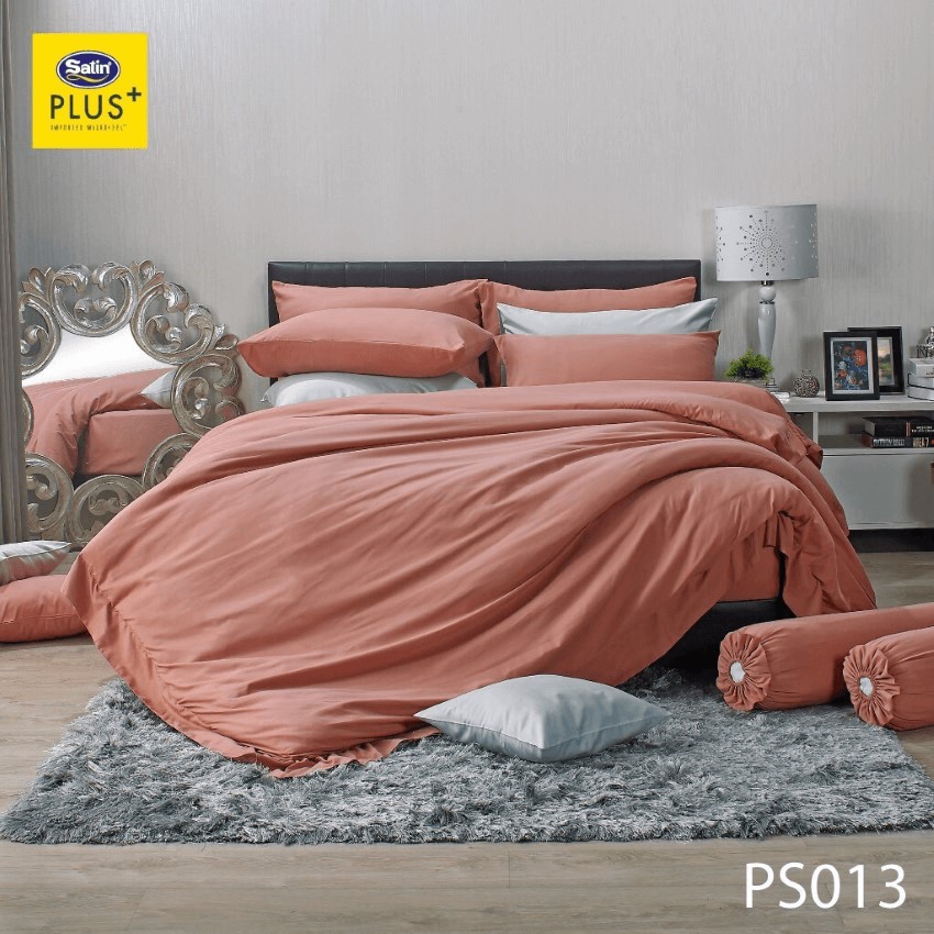 SATIN PLUS ชุดผ้าปูที่นอน สีแดงโอรส OLD ROSE PS013