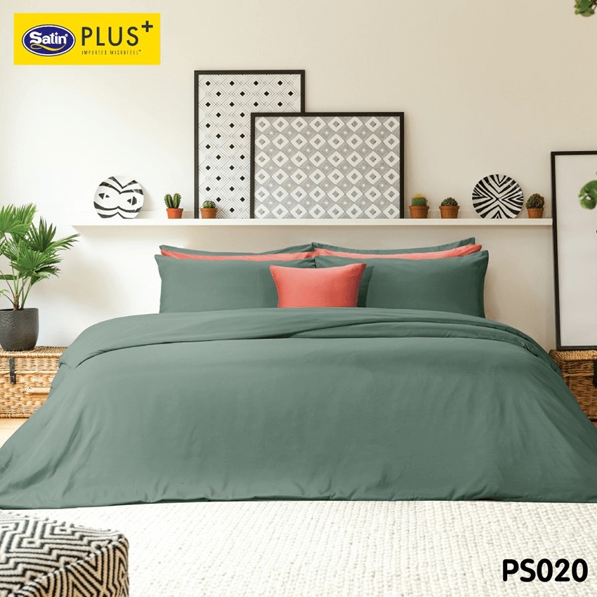 SATIN PLUS ชุดผ้าปูที่นอน สีเขียว Green PS020