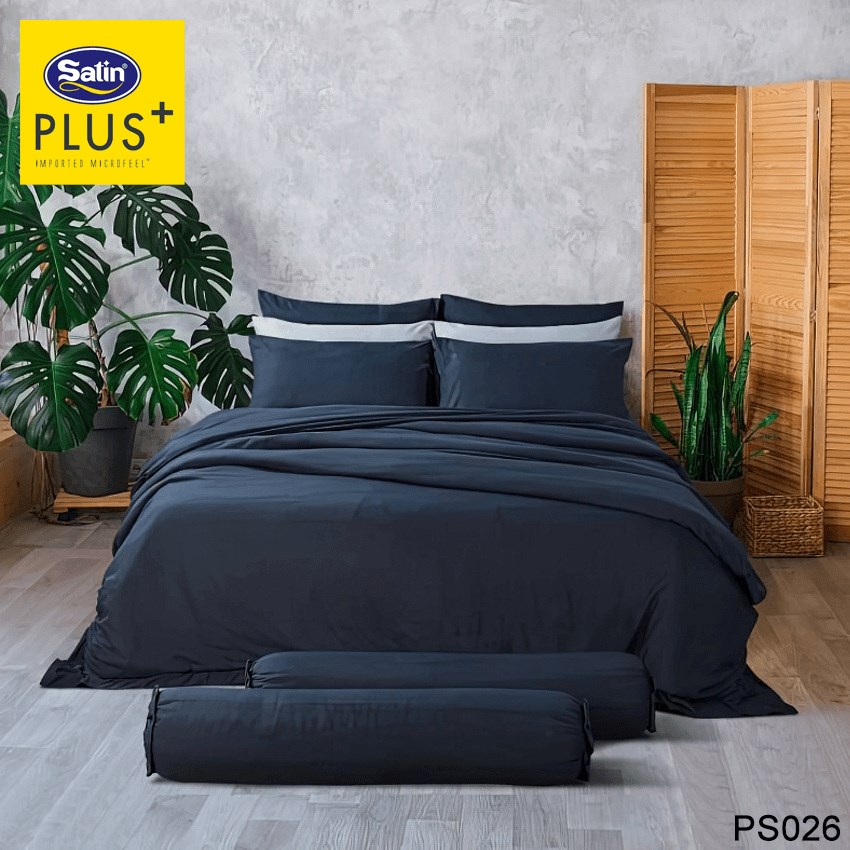 SATIN PLUS ชุดผ้าปูที่นอน สีน้ำเงิน BLUE PS026