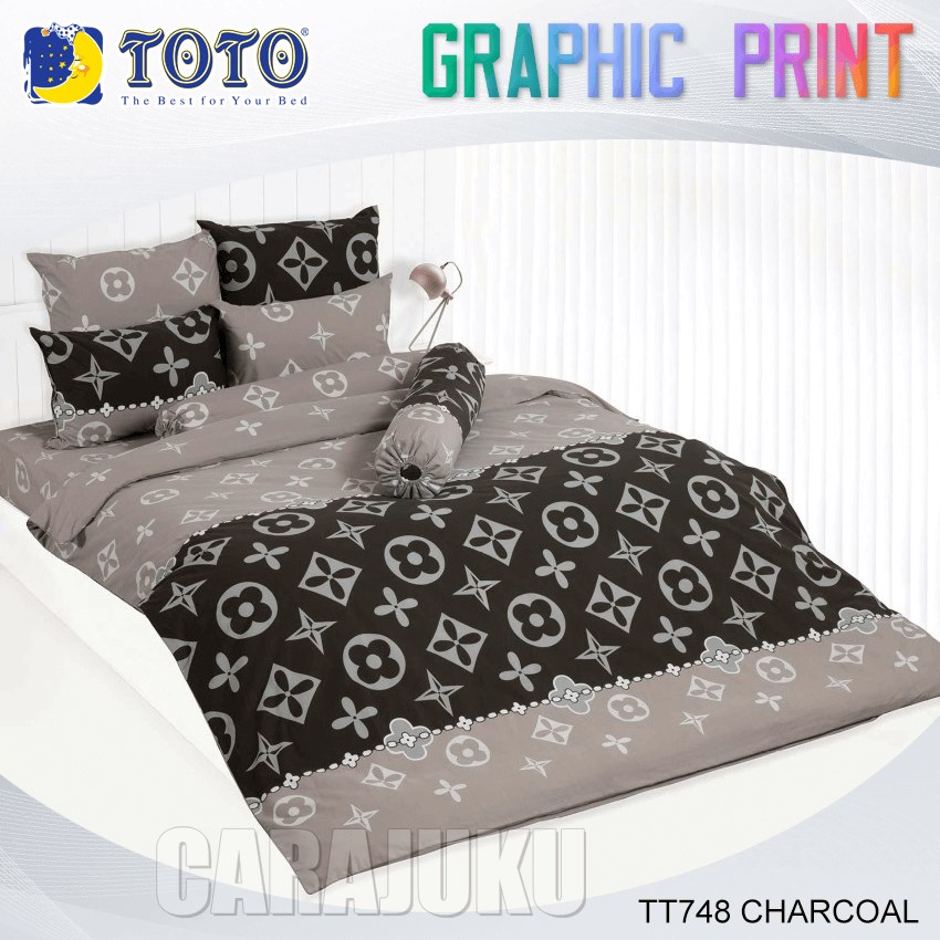 TOTO ชุดผ้าปูที่นอน ลายกราฟฟิก Graphic TT748 CHARCOAL
