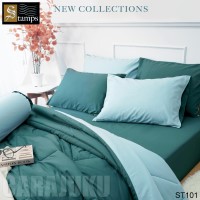 ชุดผ้าปูที่นอนสีฟ้าเขียว ทูโทนBrittany BlueST101