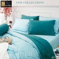ชุดผ้าปูที่นอนสีฟ้าเขียว ทูโทนCanal BlueST102