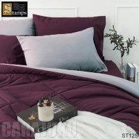 ชุดผ้าปูที่นอนสีม่วงเข้ม ทูโทนGrape WineST125